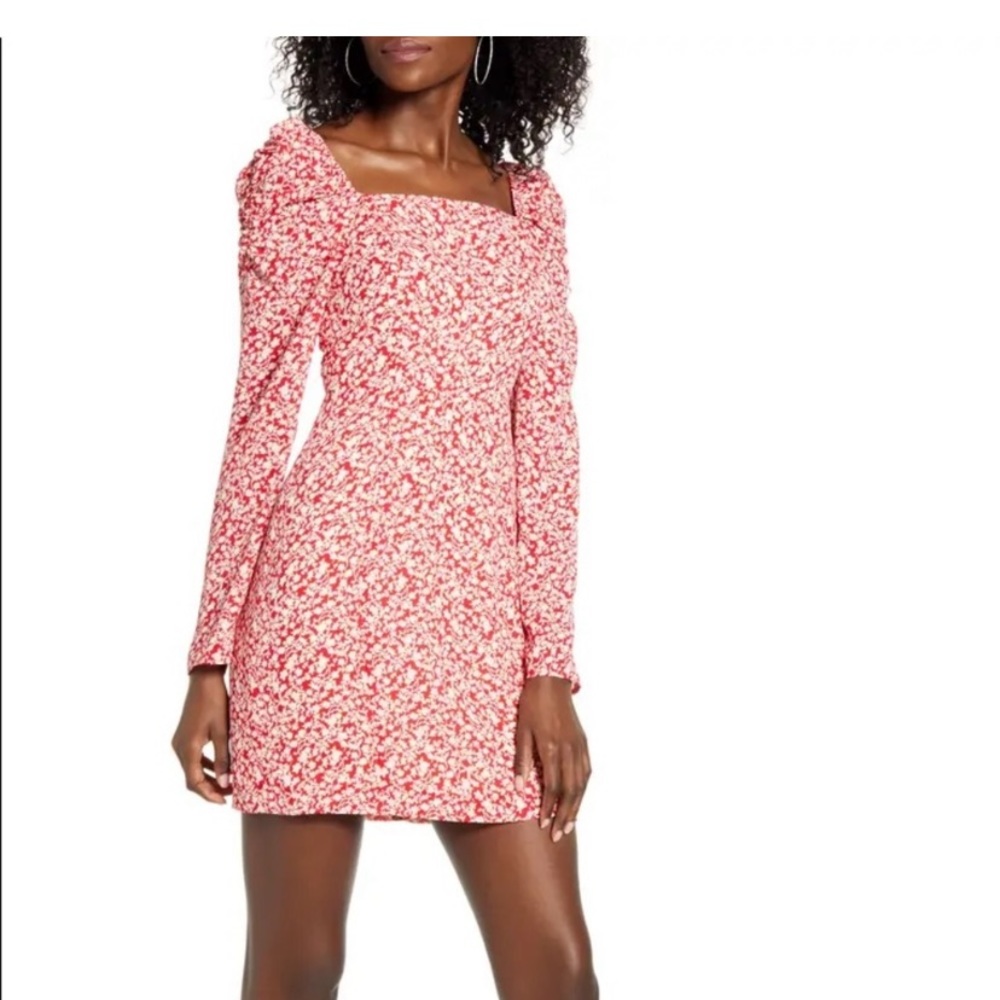 Leith Red Poppy Floral Dress